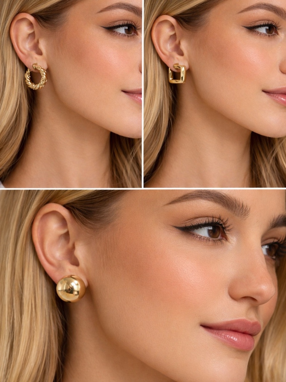 Forever 21 Gold-Tone Mixed Hoop & Stud Earring Trio